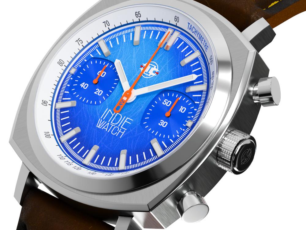 Indie Watch Strum Quartz Uhr, Blau, 42 mm, Chronograph, 521K