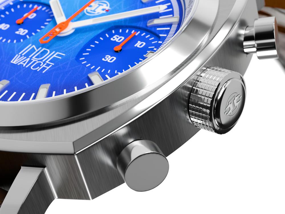 Indie Watch Strum Quartz Uhr, Blau, 42 mm, Chronograph, 521K