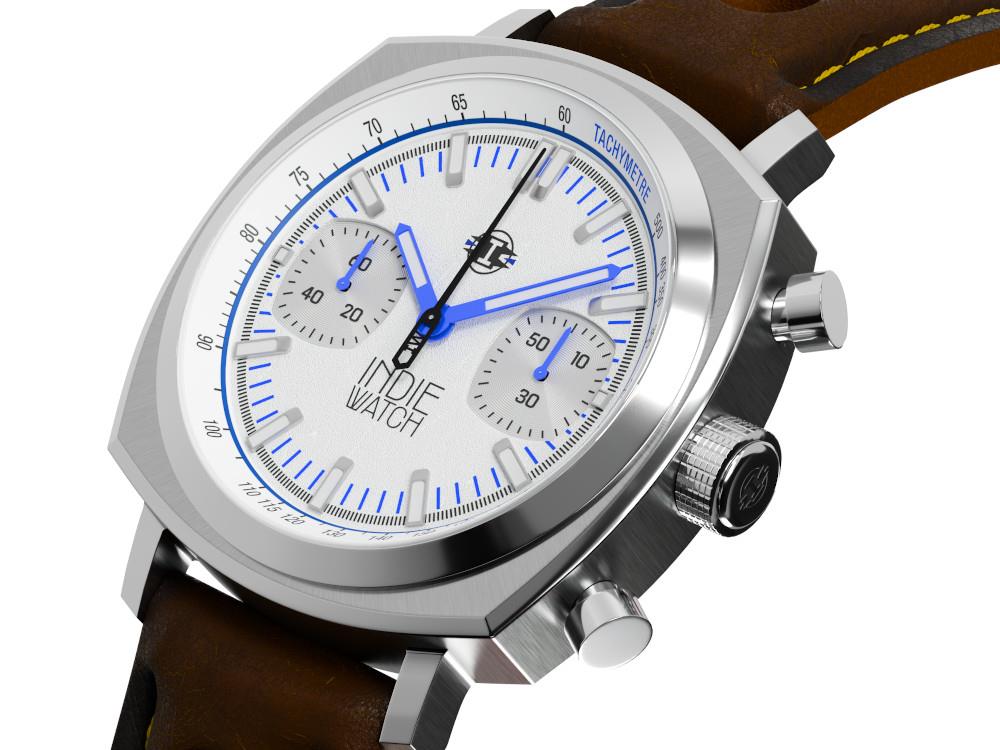 Indie Watch Strum Quartz Uhr, Weiss, 42 mm, Chronograph, 521L