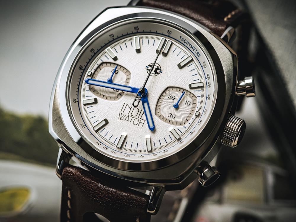 Indie Watch Strum Quartz Uhr, Weiss, 42 mm, Chronograph, 521L