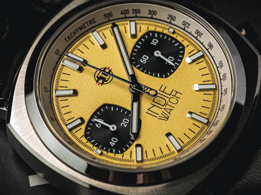 Indie Watch Strum Quartz Uhr, Gelb, 42 mm, Chronograph, 521M