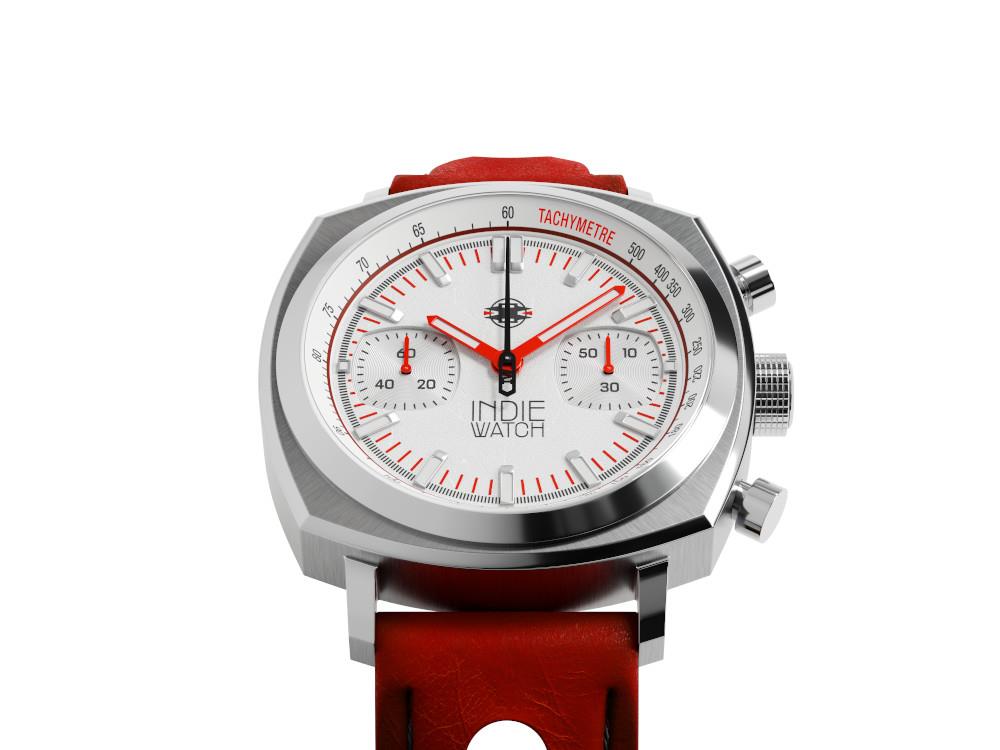 Indie Watch Strum Quartz Uhr, Weiss, 42 mm, Chronograph, 521R