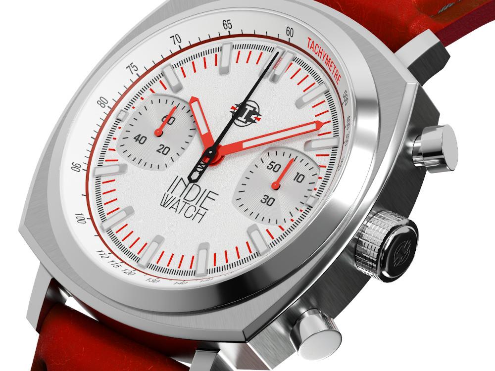 Indie Watch Strum Quartz Uhr, Weiss, 42 mm, Chronograph, 521R