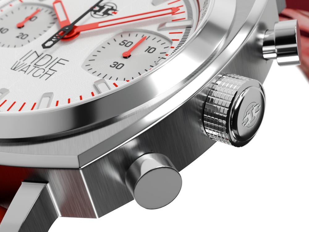 Indie Watch Strum Quartz Uhr, Weiss, 42 mm, Chronograph, 521R