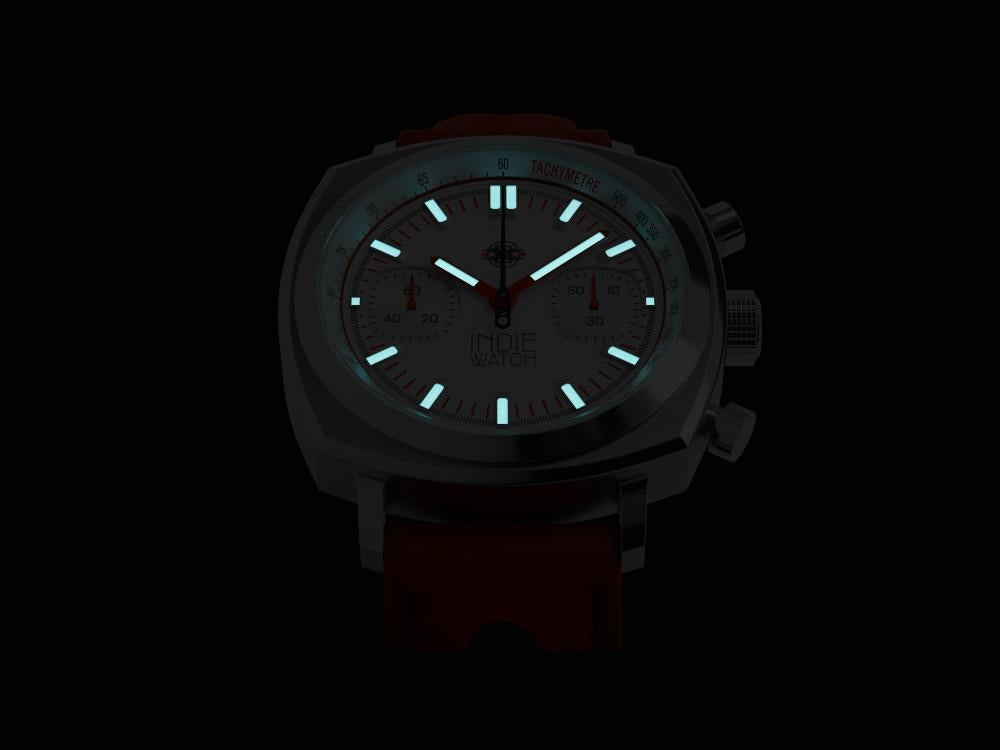 Indie Watch Strum Quartz Uhr, Weiss, 42 mm, Chronograph, 521R