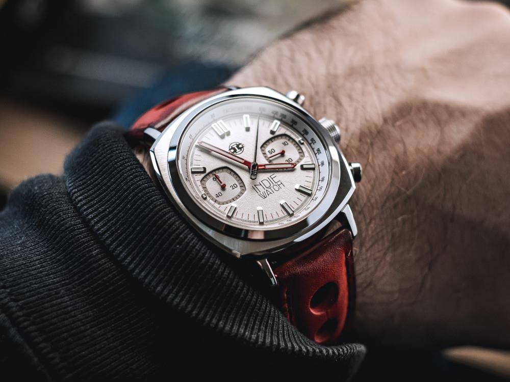 Indie Watch Strum Quartz Uhr, Weiss, 42 mm, Chronograph, 521R