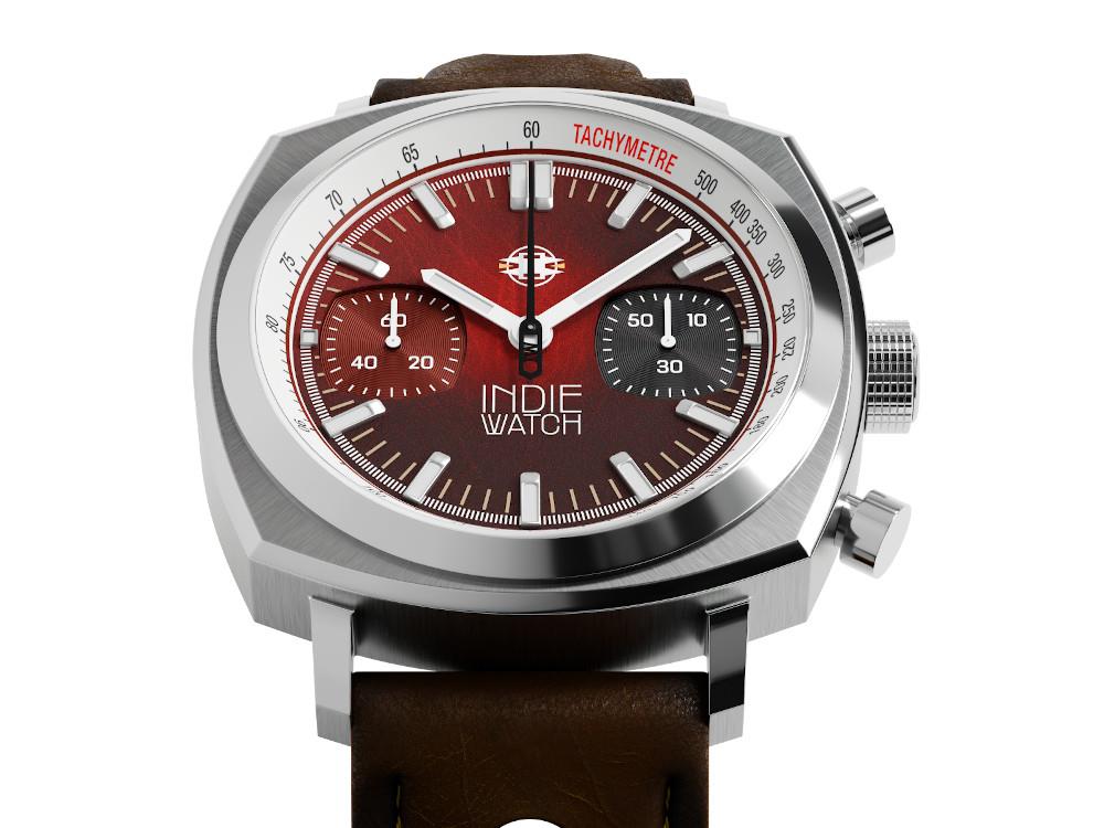 Indie Watch Strum Quartz Uhr, Rot, 42 mm, Chronograph, 521T