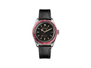 Ingersoll Scovill Automatik Uhr, Edelstahl 316L, Schwarz, Rote Lünette, I05003