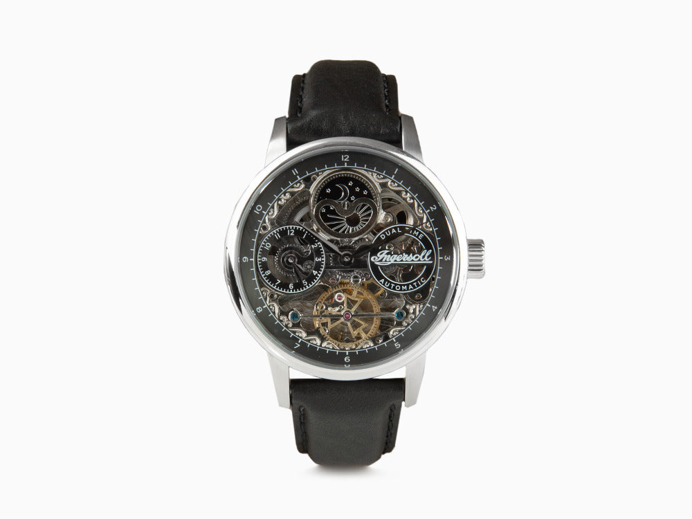 Ingersoll Jazz Automatik Uhr, 44 mm, Schwarz, Mondphase, GMT, I07701