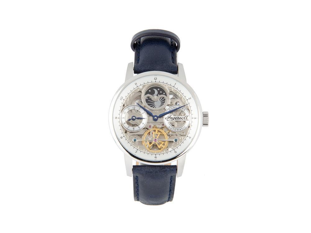 Ingersoll Jazz Automatik Uhr, 44 mm, Silber, Mondphase, GMT, I07702
