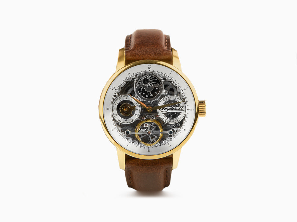 Ingersoll Jazz Automatik Uhr, 44 mm, PVD Gold, Golden, 5 atm, Leder, I07704