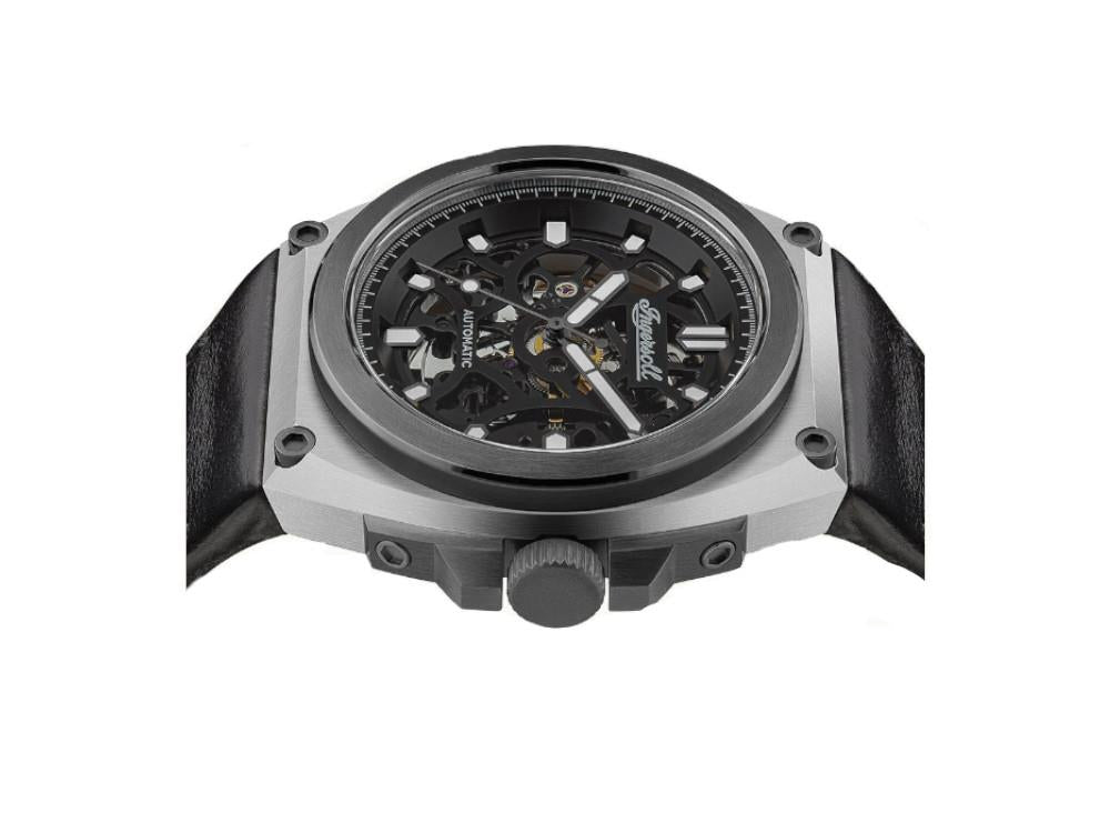 Ingersoll Motion Automatik Uhr, PVD, 50mm, Schwarz, Lederband, I11702