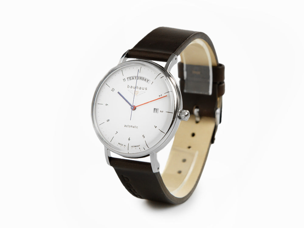 Bauhaus Automatik Uhr, Weiss, 41 mm, Tag und Datum, 2162-1
