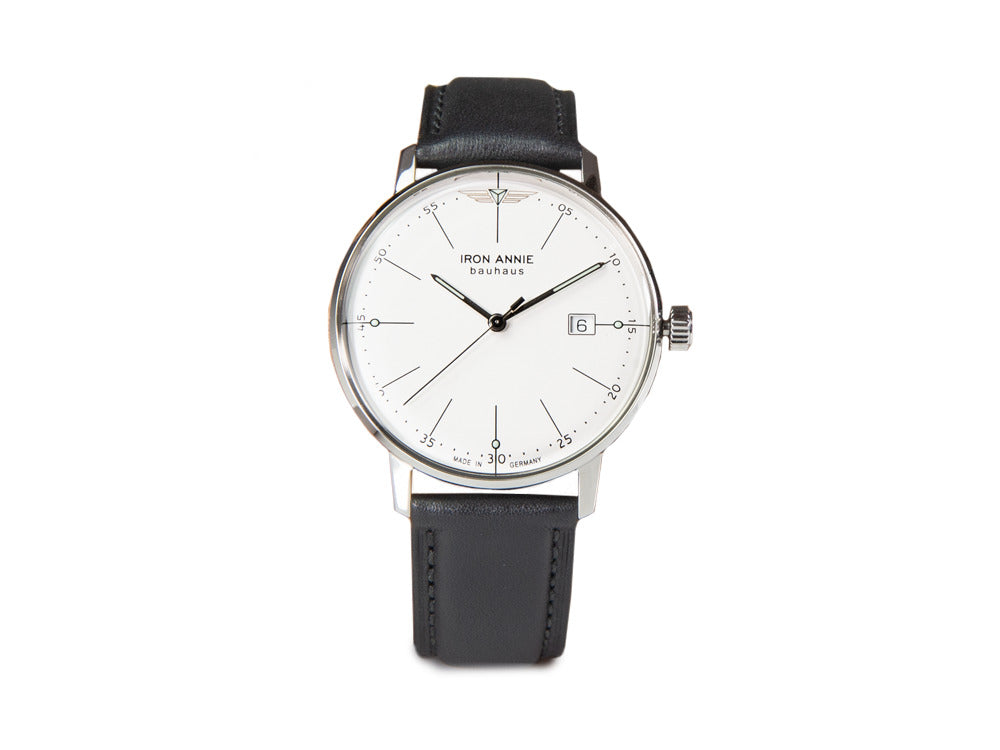 Iron Annie Bauhaus Quartz Uhr, Weiss, 40 mm, Tag, 5044-1
