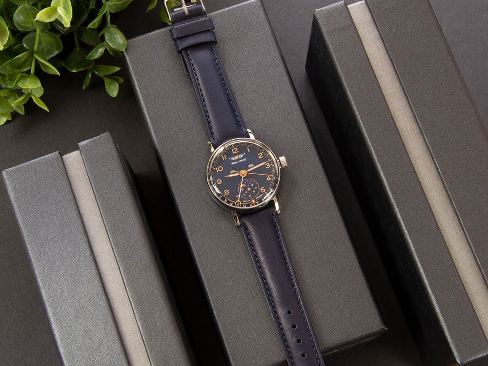 Iron Annie Amazonas Impression Moonphase Quartz Uhr, Blau, 36 mm 