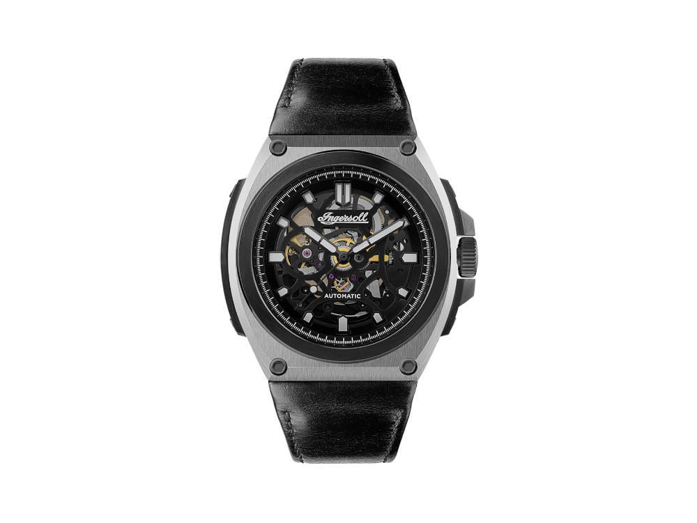 Ingersoll Motion Automatik Uhr, PVD, 50mm, Schwarz, Lederband, I11702