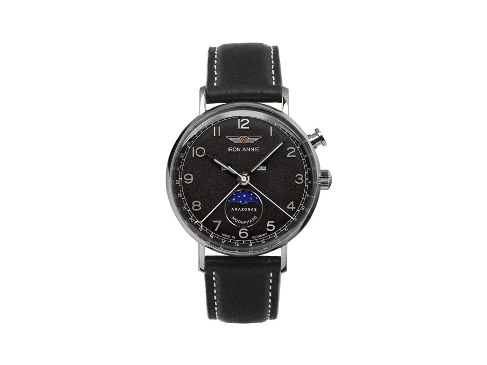 Iron Annie Amazonas Impression Moonphase Quartz Uhr, Schwarz, 41 mm, 5976-2