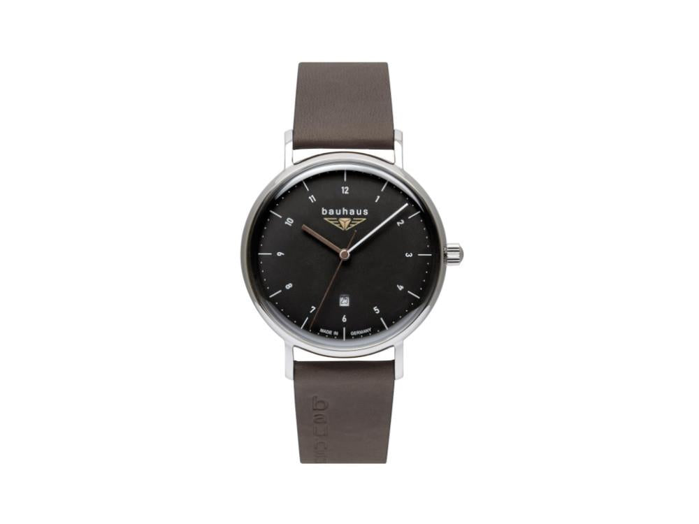 Bauhaus Quartz Uhr, Schwarz, 41 mm, Tag, 2142-2
