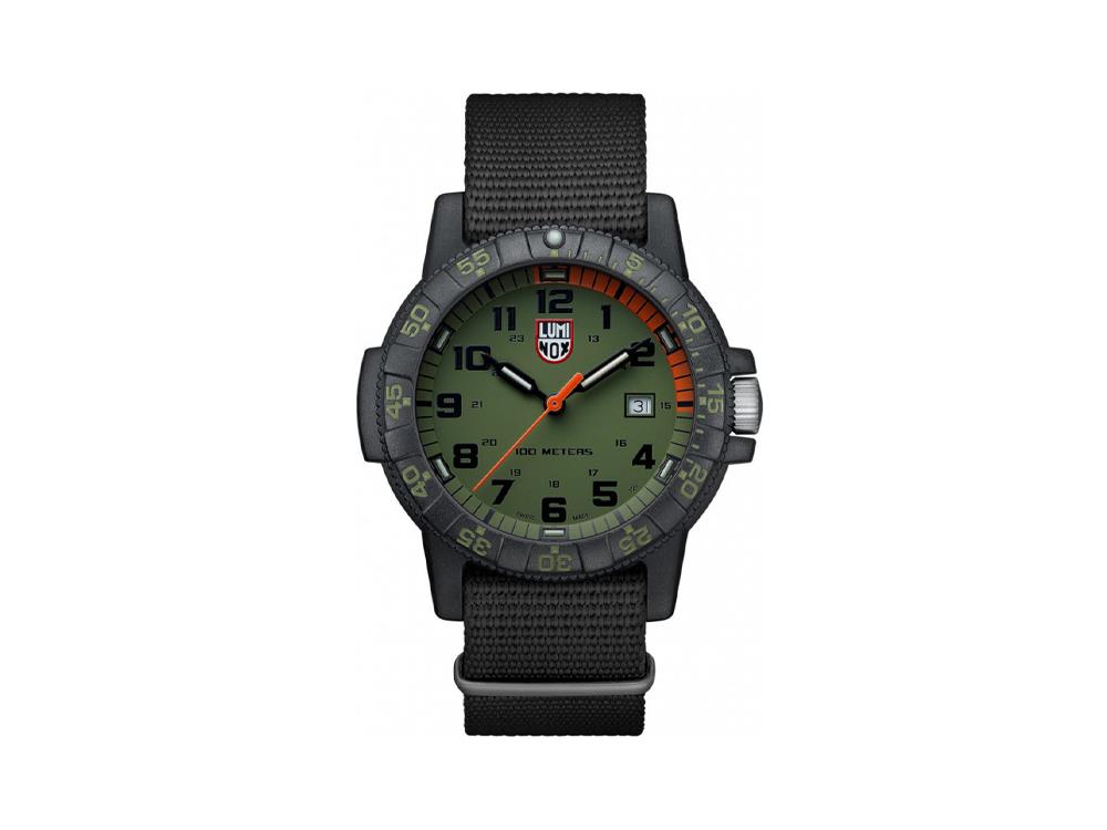 Luminox Sea Turtle Giant Quartz Uhr, Grün, Kohlenstoff, 44 mm, 10 atm, Tag