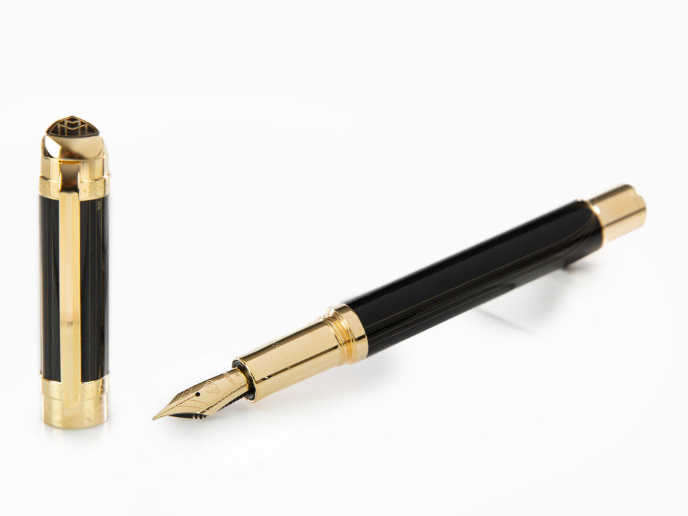 Maybach The Peak I Lustrous Midnight Füllfederhalter, Vergoldet, Schwarz