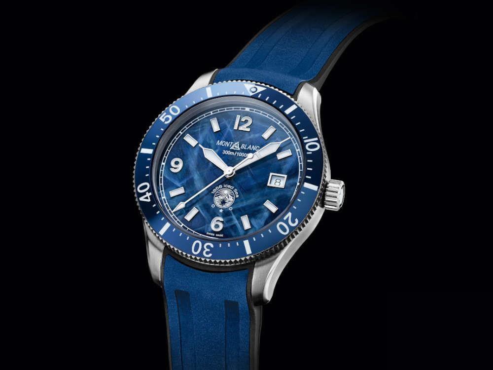 Montblanc 1858 Iced Sea Automatik Uhr, Keramisch, Blau, 41 mm 