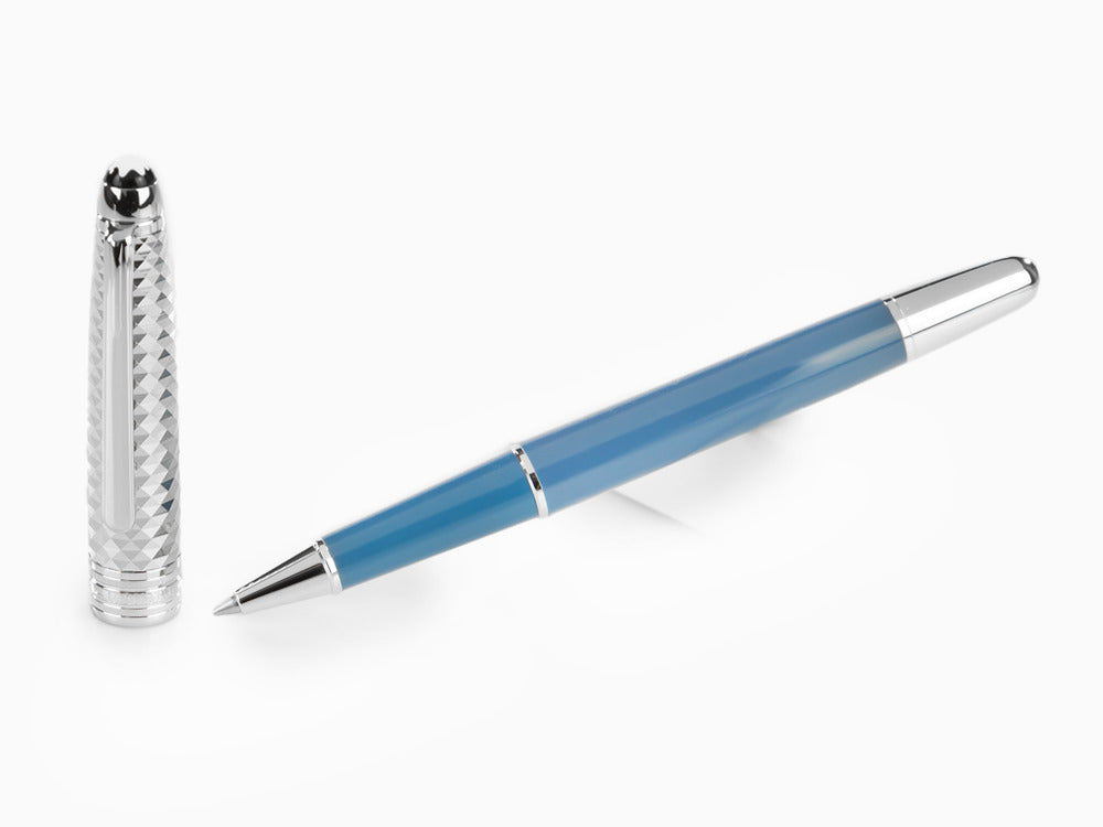 Montblanc Meisterstück Glacier Doué Roller, Platinierte Beschläge, Blau, 129404