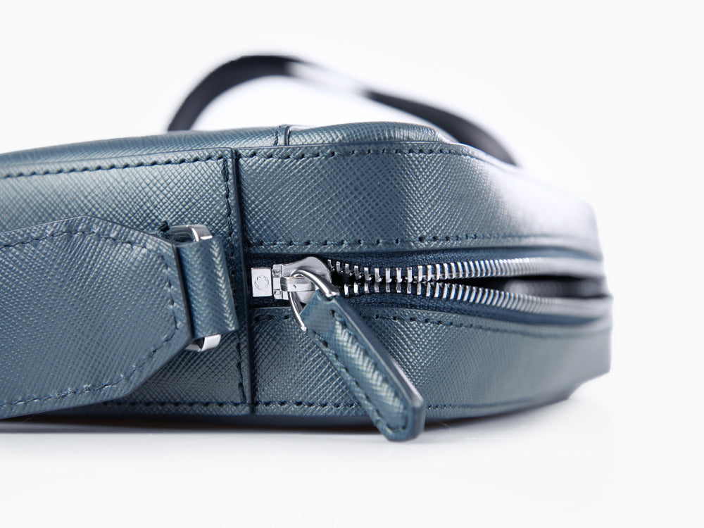 Montblanc Sartorial Herrentasche, Leder, Blau, Der Reißverschluss, 130102