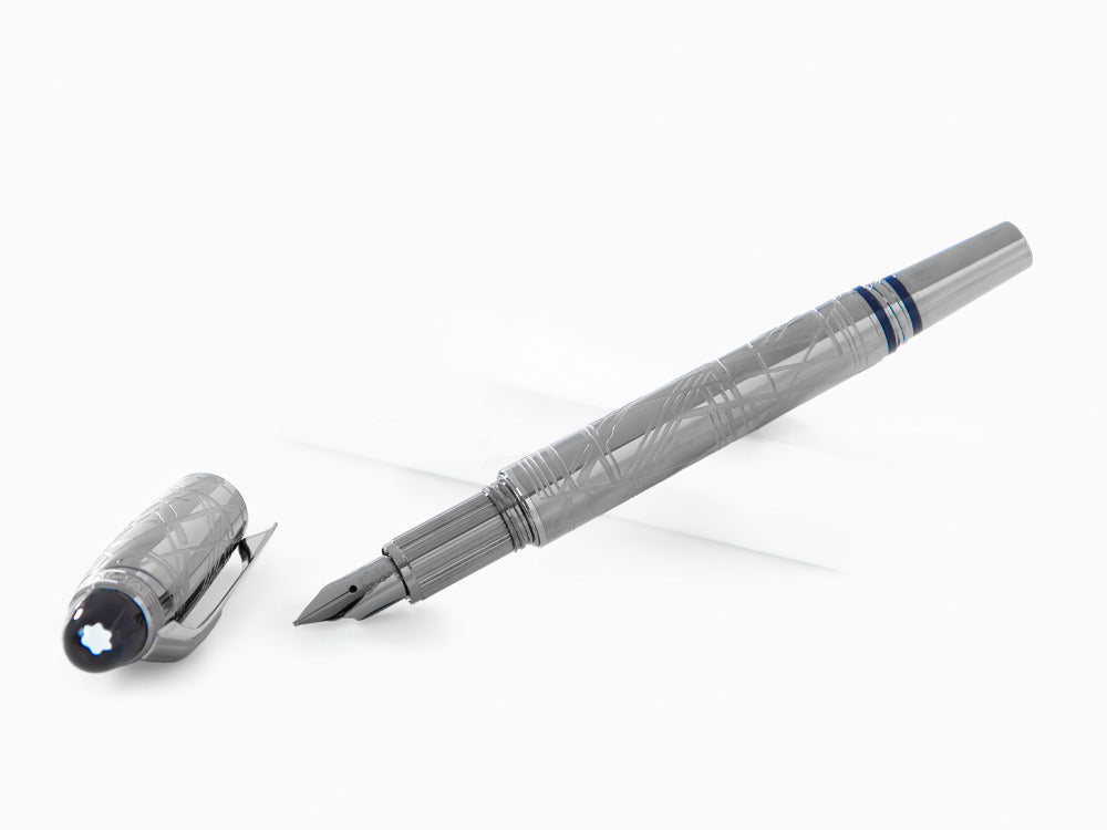 Montblanc StarWalker SpaceBlue Metal Füllfederhalter, Ruthenium, 130219