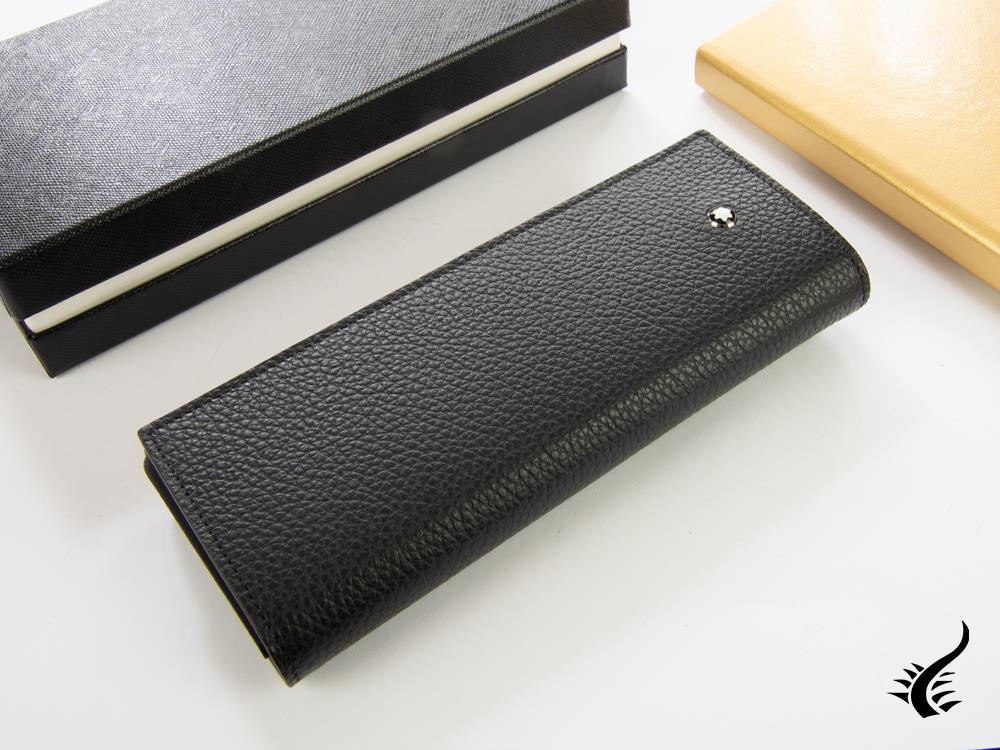 Montblanc Soft Grain Etui, 2 Schreibgeräte, Mit Knopf, Schwarz, 131564