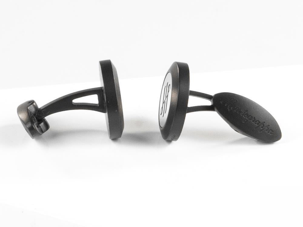 Montegrappa Classico Ambigram Manschettenknöpfe, Edelstahl, IP Black, IDA1CLBS