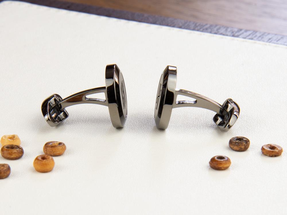 Montegrappa Classico Ambigram Manschettenknöpfe, Edelstahl, IP Gun metal