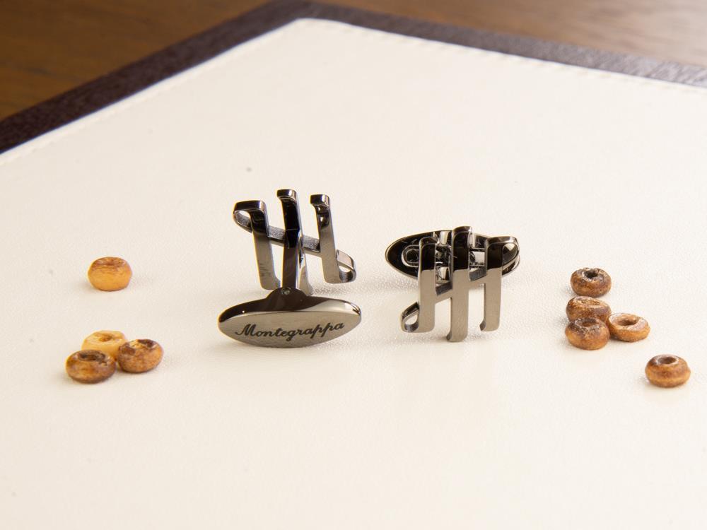 Montegrappa Ambigram Manschettenknöpfe, Edelstahl, IP Gun Metal, IDA2CLL0