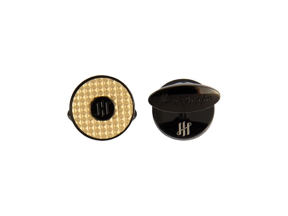 Montegrappa Clou Ambigram Manschettenknöpfe, Edelstahl, IP Black & Yellow Gold