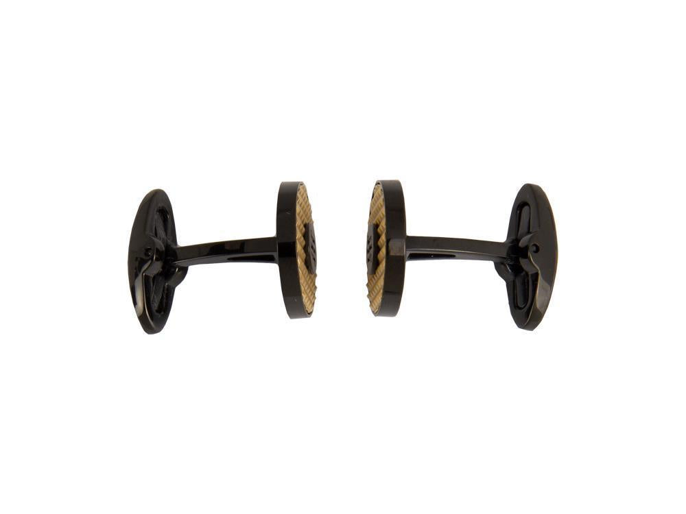 Montegrappa Clou Ambigram Manschettenknöpfe, Edelstahl, IP Black & Yellow Gold