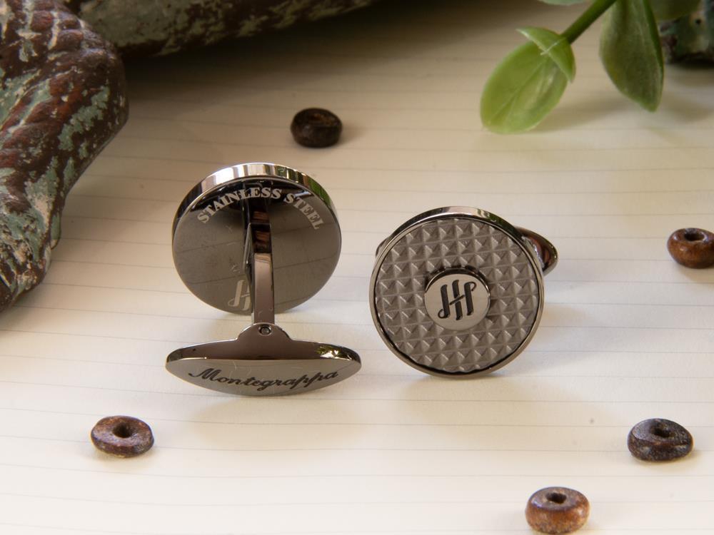 Montegrappa Clou Ambigram Manschettenknöpfe, Edelstahl, IP Gun Metal, IDA3CLLL