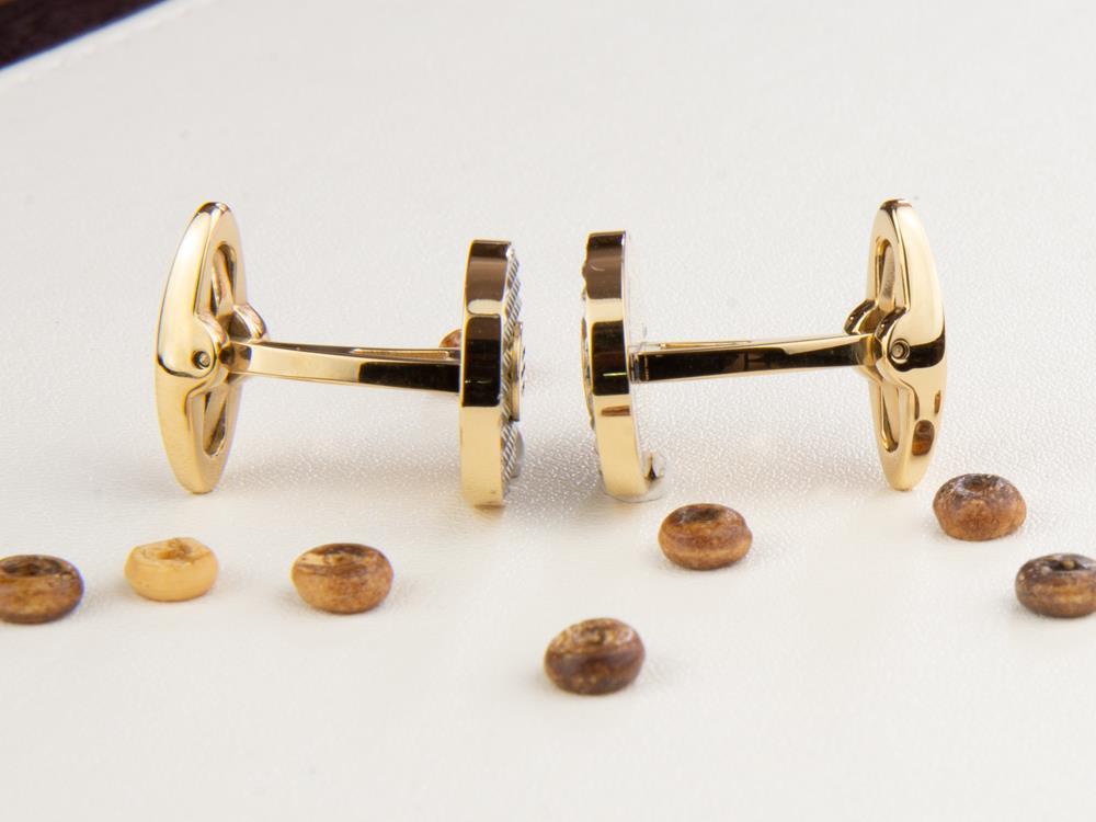 Montegrappa Clou Ambigram Manschettenknöpfe, Edelstahl, IP Yellow Gold, IDA3CLYS