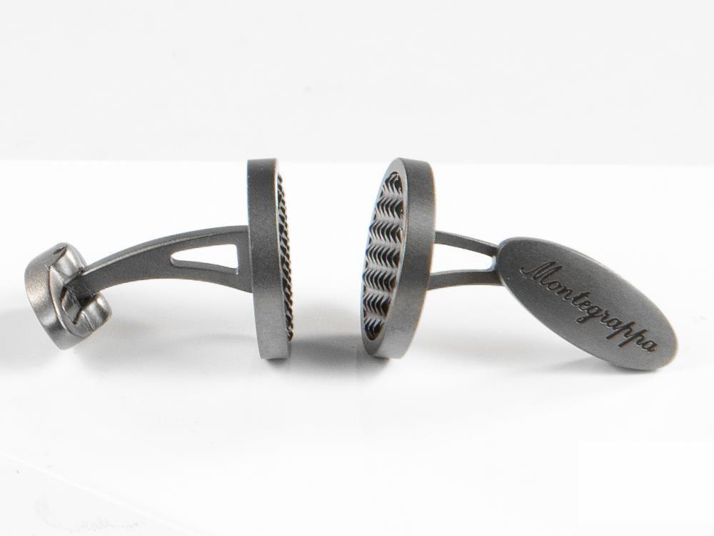 Montegrappa Clou Manschettenknöpfe, Edelstahl, IP Gun Metal & IP Black, IDCPCLLB