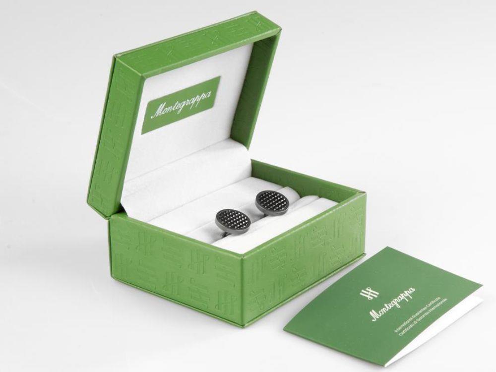 Montegrappa Clou Manschettenknöpfe, Edelstahl, IP Gun Metal & IP Black, IDCPCLLB