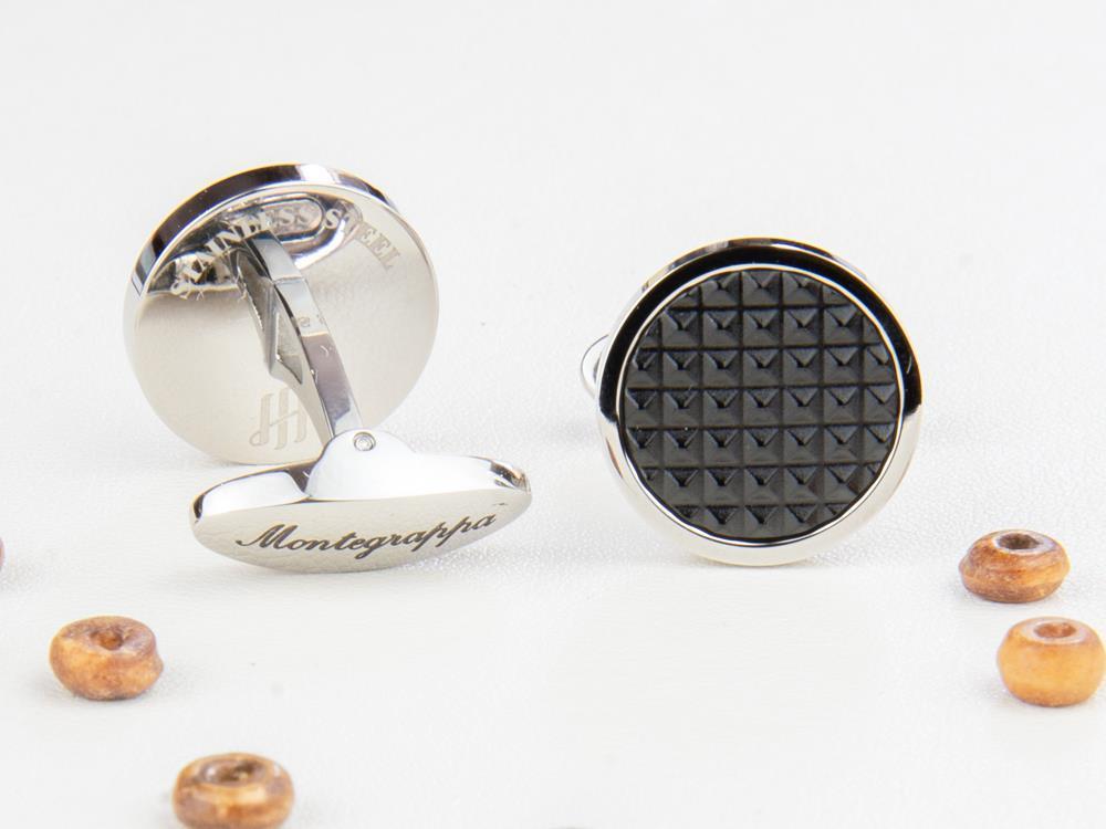 Montegrappa Clou Manschettenknöpfe, Edelstahl. IP Black. IDCPCLSB