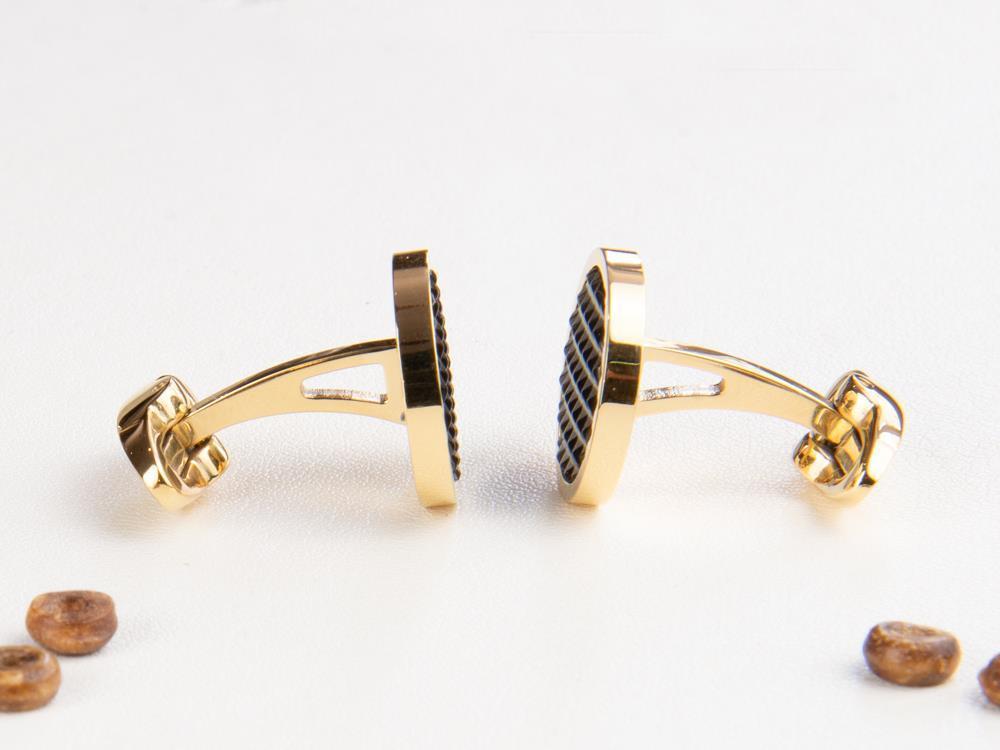 Montegrappa Clou Manschettenknöpfe, Edelstahl, IP Yellow Gold & IP Black