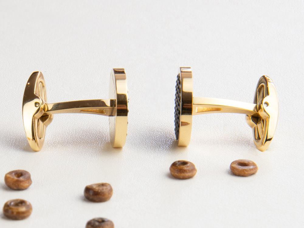 Montegrappa Clou Manschettenknöpfe, Edelstahl, IP Yellow Gold & IP Black