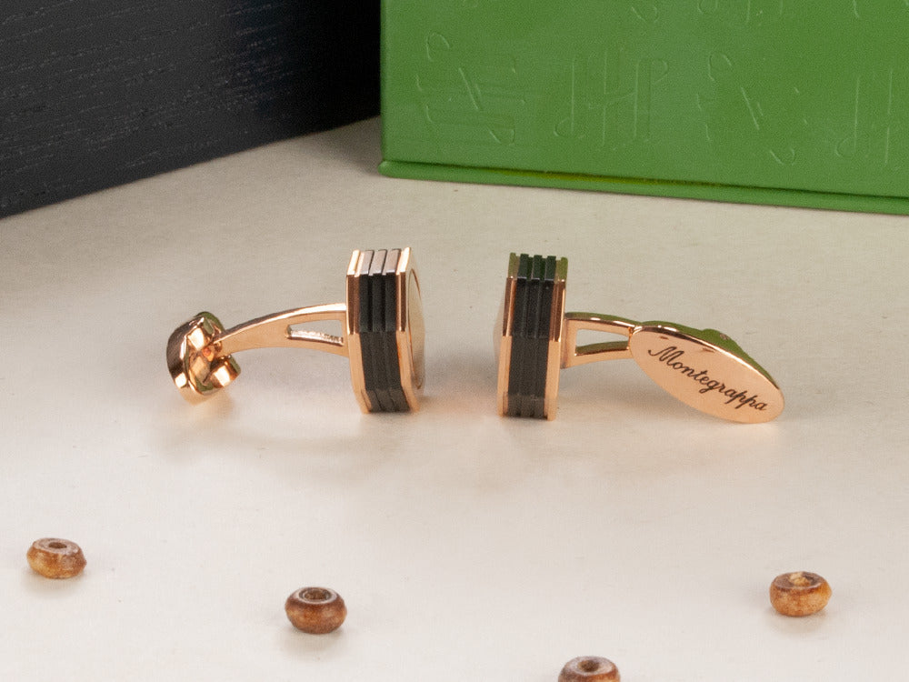Montegrappa Nero Uno Manschettenknöpfe, Roségold PVD, Metall, IDNRCLI1