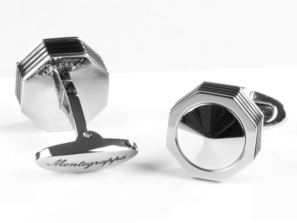Montegrappa Nero Uno Manschettenknöpfe, Edelstahl, Metall, IDNUCLI1