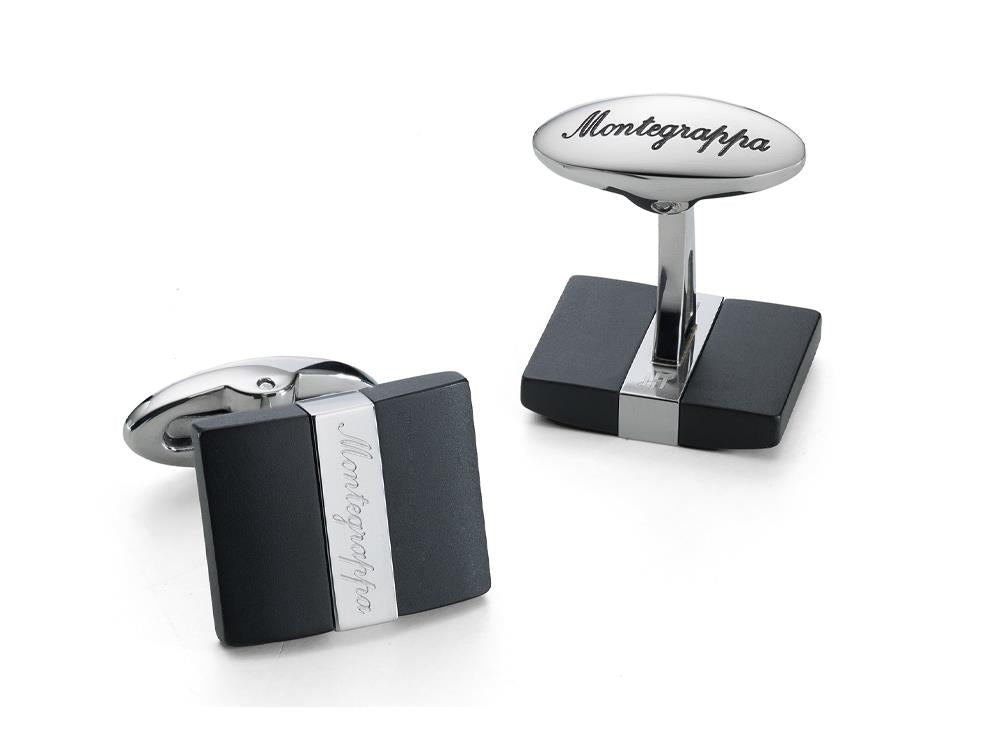 Montegrappa Rettangolo Manschettenknöpfe, Edelstahl & IP Black, IDRTCLSB