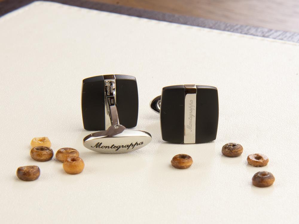 Montegrappa Rettangolo Manschettenknöpfe, Edelstahl & IP Black, IDRTCLSB