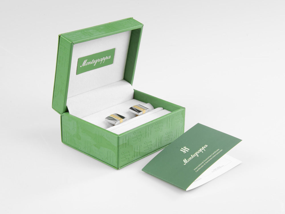 Montegrappa Rettangolo Manschettenknöpfe, Edelstahl, IP Yellow Gold, IDRTCLYS