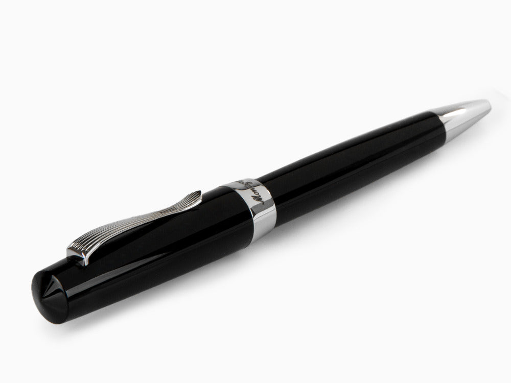 Montegrappa Elmo 02 Jet Black Kugelschreiber, Schwarzes Edelharz, ISE2RBAC