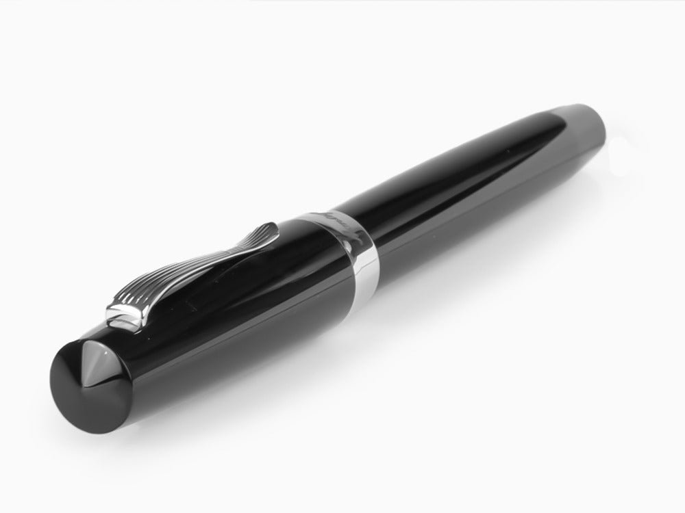 Montegrappa Elmo 02 Jet Black Roller, Schwarzes Edelharz, Edelstahl, ISE2RRAC