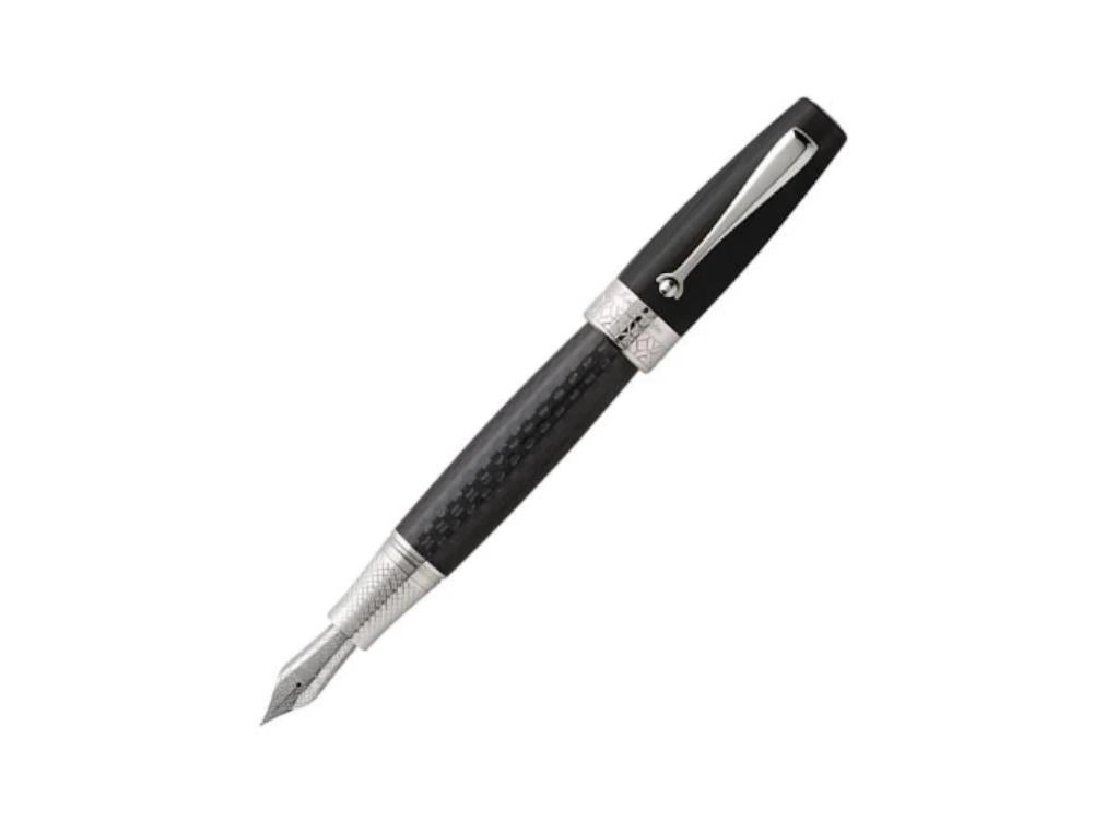 Montegrappa Miya Carbon Füller, Schwarz, Versilberte Beschläge