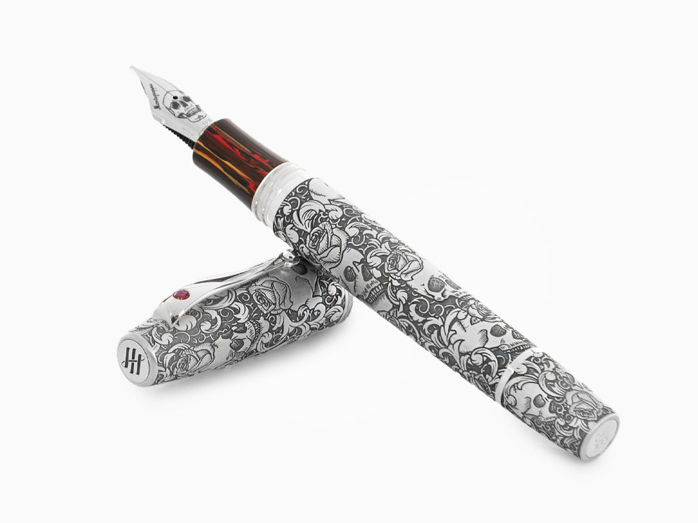 Montegrappa Skulls & Roses Füllfederhalter, Limitierte Edition, ISSKN-SE